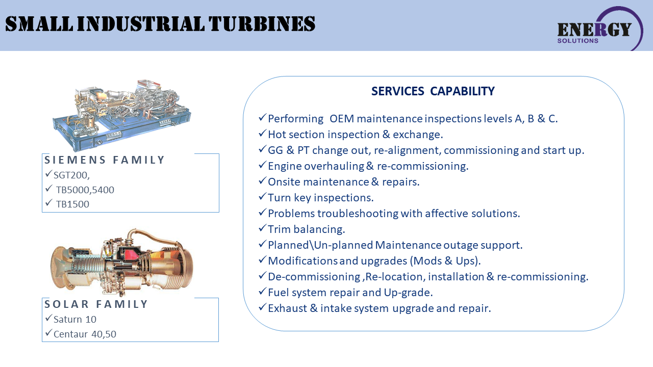 Small industrial gas turbines